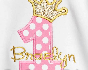 Royal Princess Birthday Shirt or Bodysuit, Baby Girl First Birthday Bodysuit, Baby Girl First Birthday Shirt, Pink and Gold Birthday Shirt