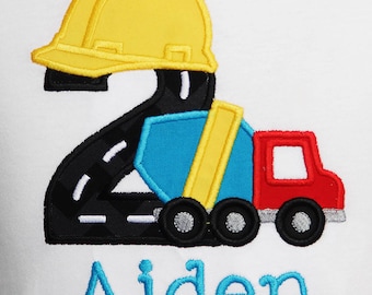 Cement Truck Birthday T-shirt, Truck Birthday Shirt or Bodysuit Personalized Shirt, Toddler Truck Shirt, Boys Birthday Shirt, Custom, Party