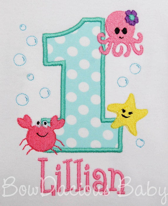 Girls Ocean Birthday Shirt, Under the Sea Birthday, Crab, Starfish, Octopus, Birthday Shirt or Bodysuit Beach Party, Custom, You Pick Il_570xn
