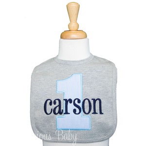 1st Birthday Bib, Seersucker Birthday Bib, First Birthday Bib, Personalized First Birthday Bib, Cake Smash Bib, Smash Cake Bib, Boys Bib