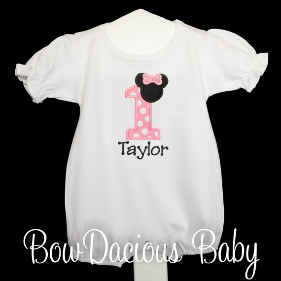 Minnie Birthday Romper, Minnie Birthday Outfit, Baby Girls Birthday Romper, Custom, Any Colors, Appliqued Il_570xn