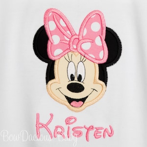 Personalized Minnie Mouse birthday shirt. Custom Minnie Mouse birthday shirt. Appliqued, embroidered Minnie birthday shirt. Minnie Mouse number shirt. Appliqued embroidered birthday shirt. Appliqued Minnie Birthday shirt. Red Minnie Mouse Birthday.