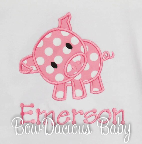 Girl's Pig Shirt, Personalized Pig Shirt, Custom Pig Shirt, Monogrammed Pig Shirt, You pick fabric and font, Sibling Birthday Shirt Il_570xn