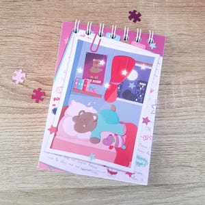 A6-Spiralnotizbuch oben – Superheld | Nilpferd | Notizbuch | Kawaii-Briefpapier | Handgefertigt | Süßes Briefpapier | Notizbuch