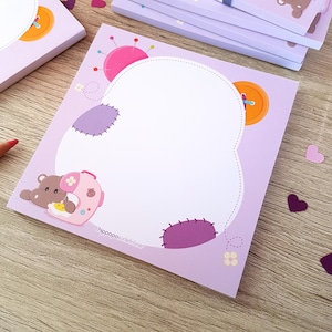 Libreta cuadrada A6 - La Couture de Potam | Hipopótamo | Bloc de notas | Papelería Kawaii | Lindo | Papelería linda | Bloc