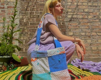 Raggedy Ann & Andy Upcycled Quilted Tote Bag