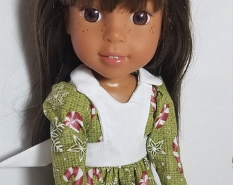 Christmas Candy Cane and Mints Dress fits WellieWishers Dolls and 14.5 Inch Dolls