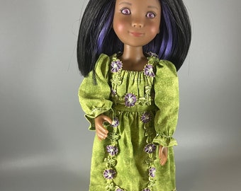 Floral Trimmed Green Dress Fits Ruby Red Fashion Friends Siblie Dolls