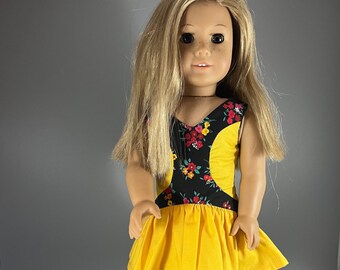 Casual Sleeveless Bright Floral Dress fits American Girl, Disney ILY and 18 inch dolls