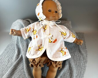 Monkey print 4 piece layette set fits Bitty Baby and other 15 inch dolls