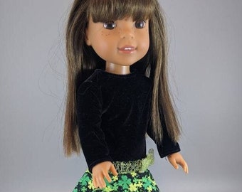 Shamrock Dress fits WellieWishers Dolls and 14.5 Inch Dolls