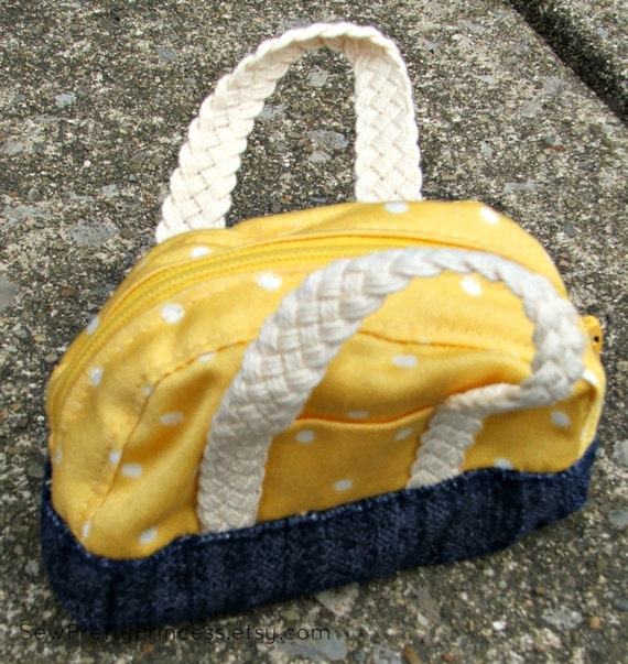 Yellow Off White And Blue Bag Tote For American Girl Doll Etsy