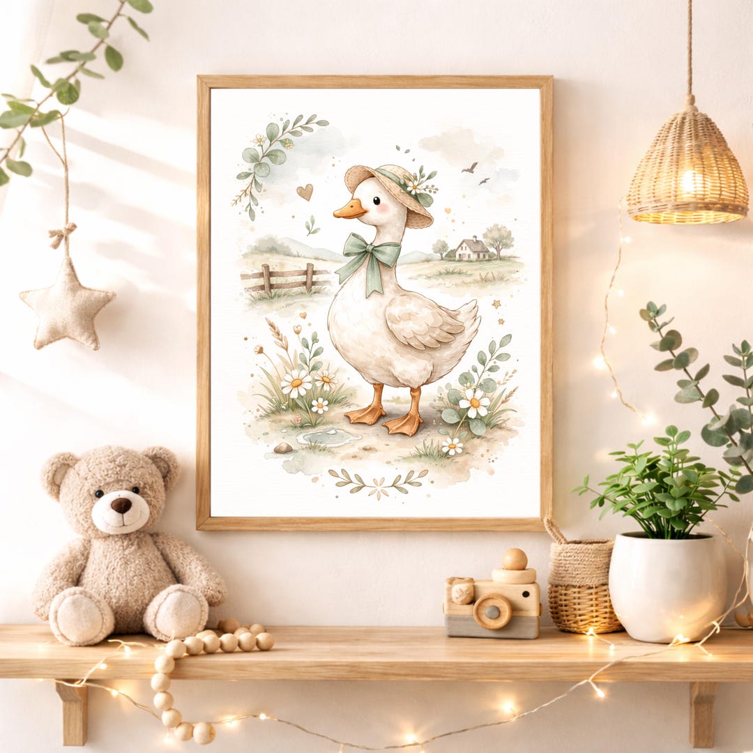 Goose Nursery Wall Art Printable, Farmhouse Baby Room Decor Digital ...