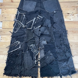 Y2K super baggy  jeans fait main handmade opium playboi Carti style 2000's punk distressed