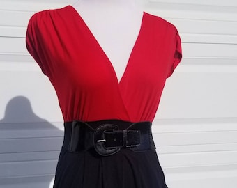 Red Black Love Delirious 80s Style Dress With Belt