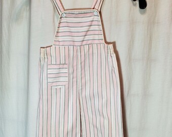 Vintage Kids Pink and White Striped Overalls AS-IS