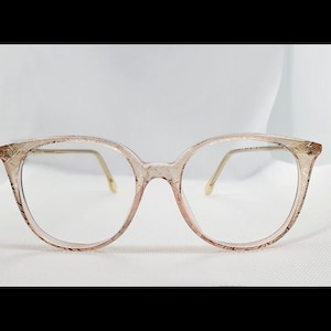 Clear Pink/Gold 80&#39;s Round Revue Eyeglass Frames *NEW OLD STOCK*