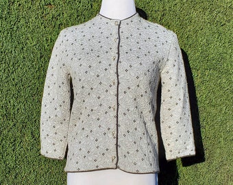 Vintage 50's 60's Jantzen Silver Sparkle Cardigan Sweater