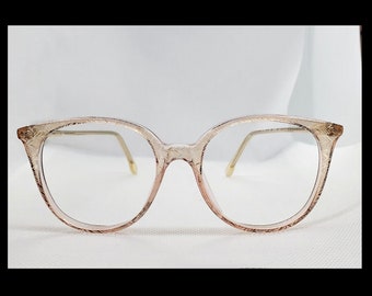 Clear Pink/Gold 80's Round Revue Eyeglass Frames *NEW OLD STOCK*