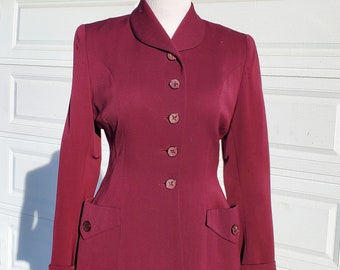 40's Rothmoor Plum 2 Piece Wool Gabardine Skirt Suit