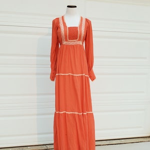 60&#39;s 70&#39;s Jody T of California Hippie Prairie Maxi Dress