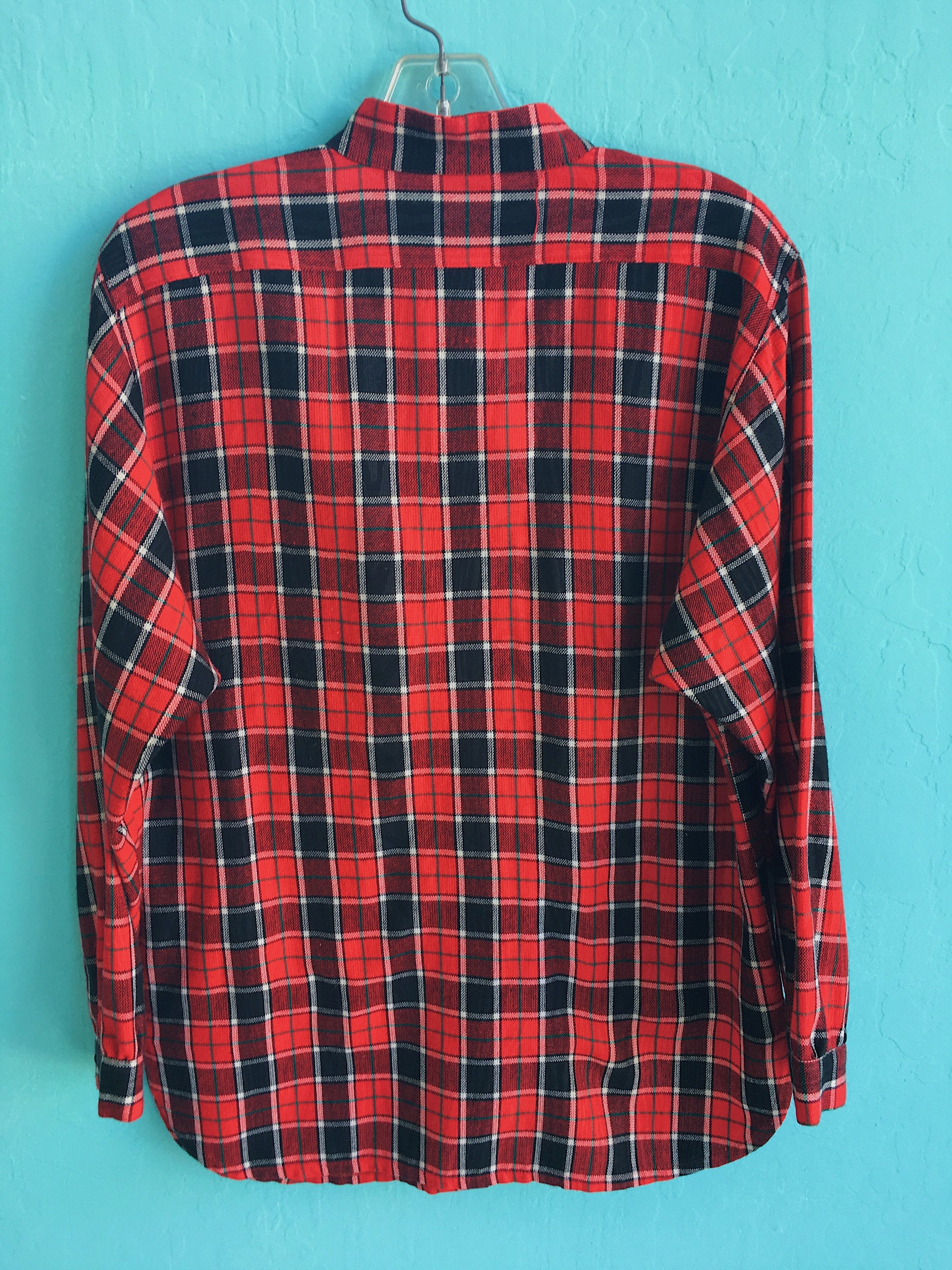 Red Plaid Button Down Holiday Top