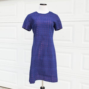 60&#39;s Blue and Pink Eyelet Dress