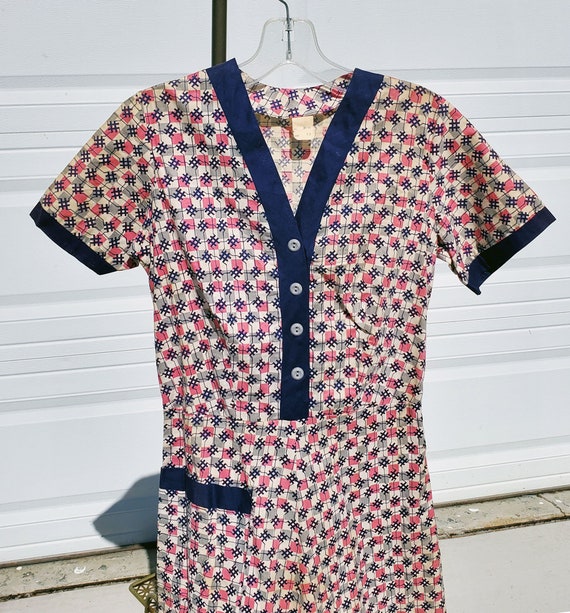 Cute Pink/Blue Checker Print Cotton Shirt/Day Dres