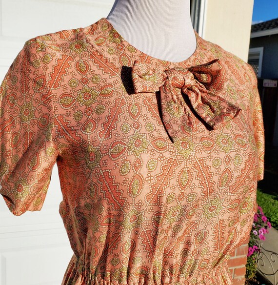 60's Orange Patterned Mini Dress - image 5