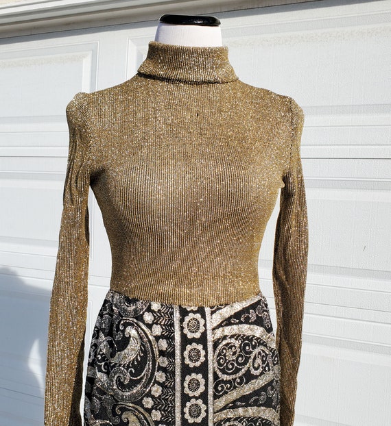 Gold and Black 60's 70's Cocktail Dress Maxi Dress - image 3