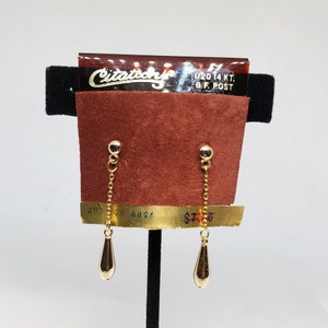 80&#39;s Gold Drop Earrings by Citation - New Old Stock