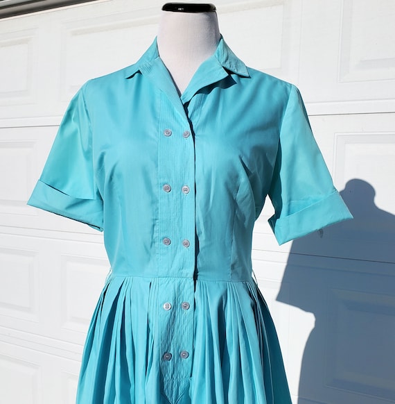 Light Blue Sears Fashions 50's Fit and Flare Shir… - image 3