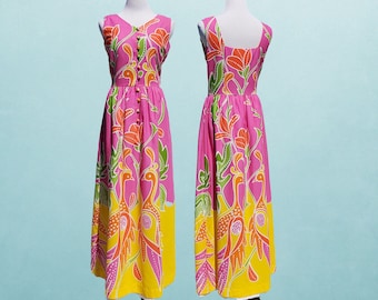 Maxi vestido hawaiano de los años 70 de Tori Richard