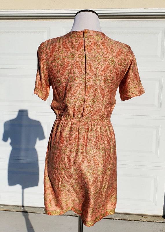 60's Orange Patterned Mini Dress - image 2