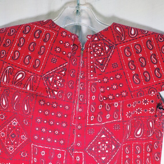 Vintage Kids Red Patchwork Print Romper Jumper Ha… - image 4