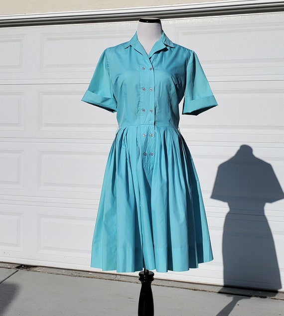 Light Blue Sears Fashions 50's Fit and Flare Shir… - image 1