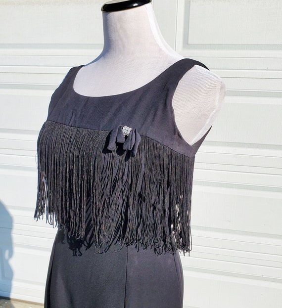 60's Black Fringe Sheath Dress