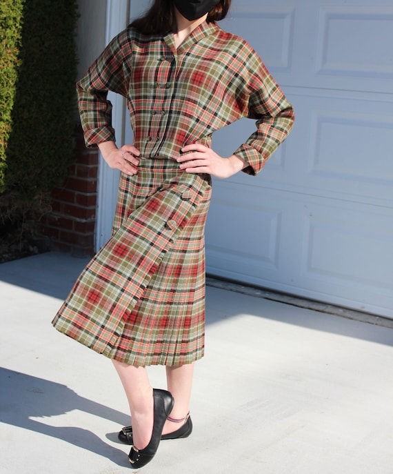 60's Aljean Canada Wool 2 Piece Skirt and Jacket S