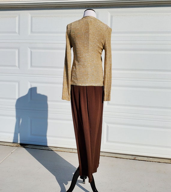 Sparkly Gold & Brown 70's Maxi Disco Dress Gown a… - image 4
