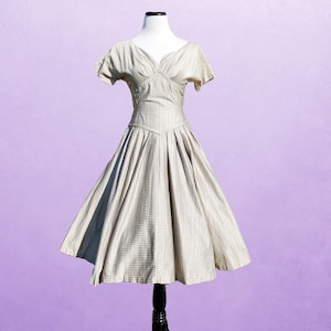 1950s Plaid Fit and Flare Dress: Mid-Century Cocktail Party Style