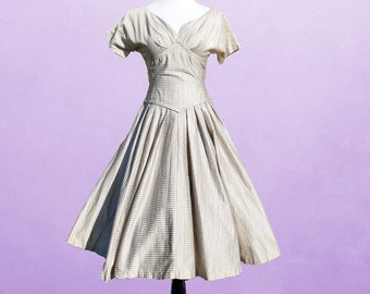 1950s Plaid Fit and Flare Dress: Mid-Century Cocktail Party Style