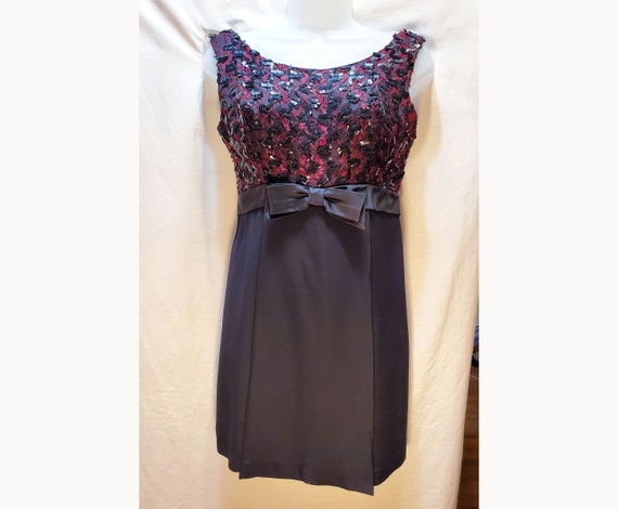 Gorgeous Black 60's Mod Sequined Cocktail Dress