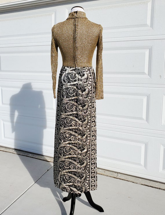 Gold and Black 60's 70's Cocktail Dress Maxi Dress - image 2