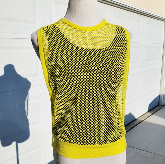 80's Neon Yellow and Black Unisex Tank Top Gem