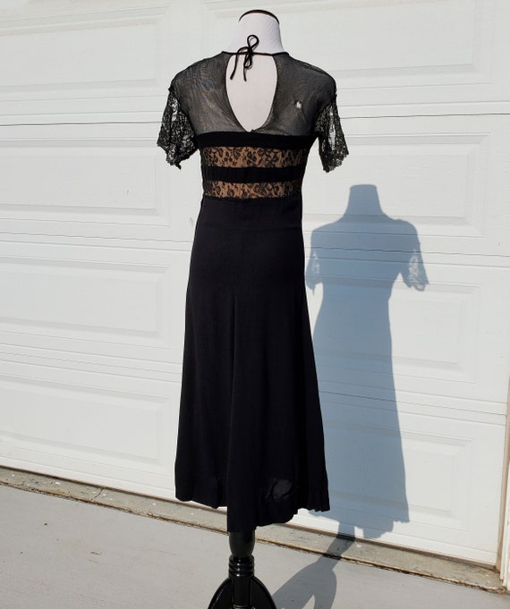1930's Black Cocktail Evening Maxi Dress With Lac… - image 3