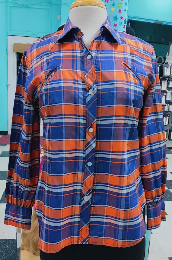 Gloria Vanderbilt Juniors Orange/Navy Silk Plaid W