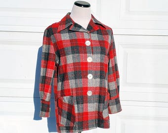 40s Pendleton 49er Jacket M L, Vintage Classic 1940s Red Gray