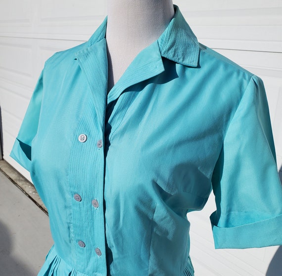 Light Blue Sears Fashions 50's Fit and Flare Shir… - image 4