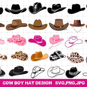 Cappello da cowboy SVG, Cappello da cowboy Clipart, Cappello da cowboy Silhouette, File per Cricut, Cappello da cowboy Cricut, Cappello da cowboy Vettore, Download immediato, PNG