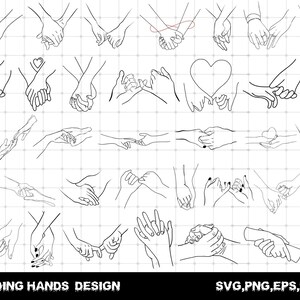 Holding Hands SVG, Pinky Hold, Love, SVG Cut File, Customize With Your Own Text, Add Names & Dates, Instant Download, Love Hands Design